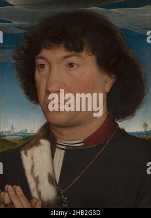 Porträt eines Mannes aus der Familie Lespinette, Hans Memling, c. 1485 - 1490 Stockfoto