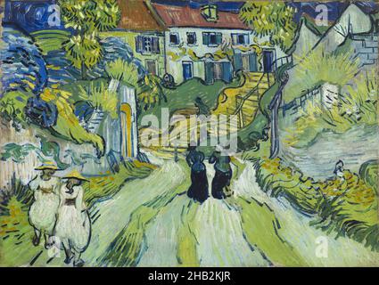 Stairway at Auvers, Vincent van Gogh, Niederländisch, 1853–1890, Juli 1890, Öl auf Leinwand, Auvers-sur-Oise, Île-de-France, Frankreich, Europa, Gemälde, 19 11/16 × 27 3/4 Zoll (50 × 70,5 cm Stockfoto
