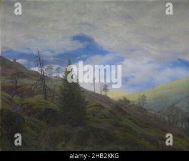 Sunburst im Riesengebirge, Caspar David Friedrich, deutsch, 1774–1840, 1835, Öl auf Leinwand, hergestellt in Dresden, Sachsen, Westeuropa, Deutschland, Europa, Europa, Gemälde, 10 × 12 1/2 in. (25,4 × 31,8 cm Stockfoto