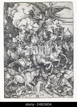 Die vier Reiter der Apokalypse, Albrecht Dürer, Deutsch, 1471–1528, ca. 1497–98, Holzschnitt, Drucke, Bild (unregelmäßig): 15 1/4 x 11 1/16 Zoll (38,7 x 28,1 cm Stockfoto