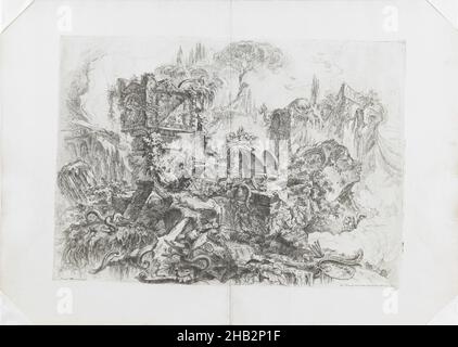 Das Grab des Nero, aus der Serie 'Grotteschi', Giovanni Battista Piranesi, italienisch, 1720–1778, um 1747, veröffentlicht 1750, Radierung, Gravur und Trockenpunkt, Drucke, Platte: 15 1/2 x 21 5/8 Zoll (39,4 x 54,9 cm Stockfoto