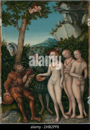 Urteil von Paris, Lucas Cranach der Ältere, Deutsch, 1472–1553, 1530, Öl und Tempera auf Tafel, Made in Germany, Europa, Gemälde, 20 x 14 5/16 Zoll (50,8 x 36,4 cm Stockfoto