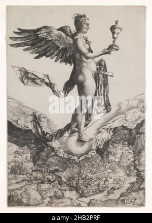 Nemesis, Albrecht Dürer, Deutsch, 1471–1528, 1502, Gravur, hergestellt in Deutschland, Europa, Drucke, Bild: 13 3/16 x 9 1/16 Zoll (33,5 x 23 cm Stockfoto