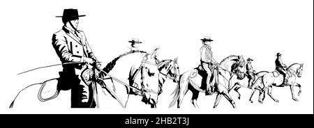Gruppe von Reitern mit Hut Reiten - Vektor-Illustration Stock Vektor