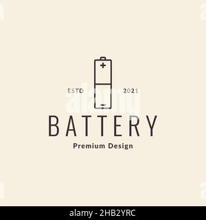 Linie Batterie Hipster Logo Design Vektor Grafik Symbol Symbol Zeichen Illustration kreative Idee Stock Vektor