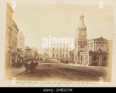 National Bank und Bank of N.Z., Princes St. Dunedin. Aus dem Album: Neuseeländisches Album, Burton Brothers Studio, Fotograf, um 1880, Dunedin, Albumin-Prozess Stockfoto