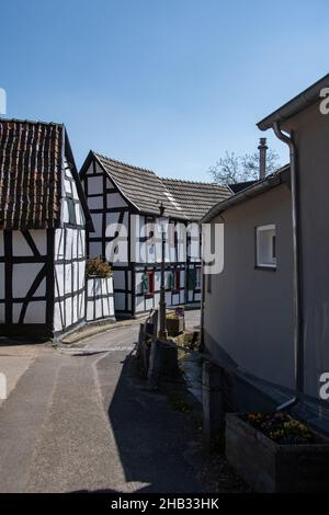 Bad Honnef, Deutschland 25. April 2021, schöne alte Fachwerkhäuser in Bad Honnef Stockfoto