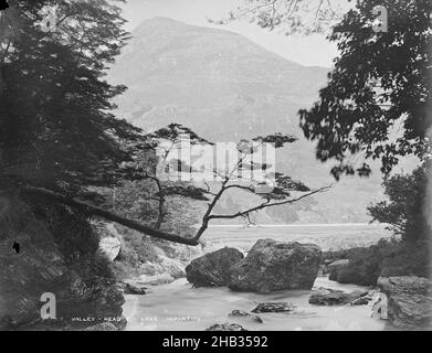 Rees Valley, Leiter des Lake Wakatipu, Burton Brothers Studio, Fotostudio, 1883, Neuseeland, Schwarzweiß-Fotografie Stockfoto