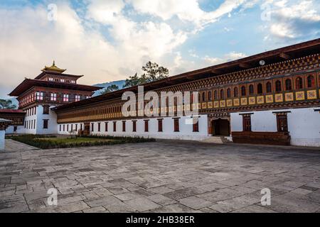 Außenansicht des Trashi Chhoe Dzong Klosters in Thimphu, Bhutan, Asien Stockfoto