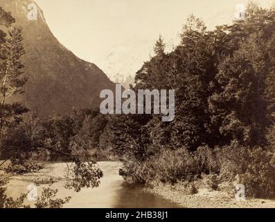 Auf dem Clinton River, Te Anau Track zum Milford Sound, Burton Brothers Studio, Fotostudio, 1889, Dunedin Stockfoto