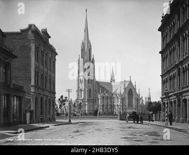 First Church, Moray Place, Dunedin, Burton Brothers Studio, Fotostudio, Um 1880, Dunedin, Schwarz-Weiß-Fotografie Stockfoto