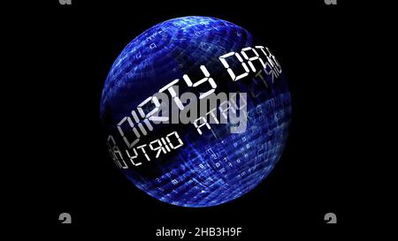 Schmutziges Datenkonzept auf rotierender Kugel Stockfoto