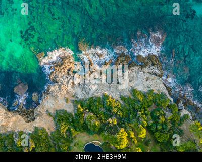 Canyamel, Mallorca von Drone. Luftaufnahmen von der Insel Mallroca in Spanien! Stockfoto