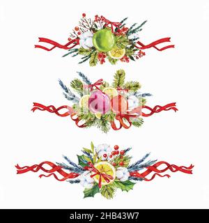 Legen Sie Aquarell weihnachten Bänder Vektor-Design Illustration Stock Vektor