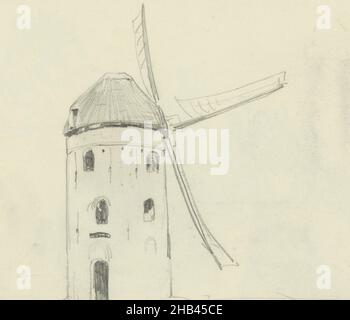 Blatt 44 recto aus einem Skizzenbuch mit 58 Blättern, Windmill, Willem Hendrik Schmidt, 1819 - 1849 Stockfoto