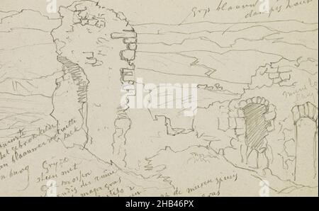 Seite 7 Rekto aus einem Skizzenbuch mit 88 Seiten, Burgruine auf dem Desenberg bei Warburg, Johannes Tavenraat, 1854 - in oder nach c. 1868 Stockfoto