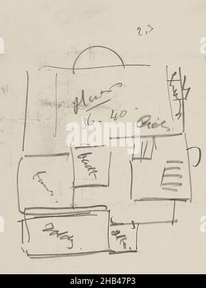 Blatt 56 rückseitig aus einem Skizzenbuch mit 59 Blättern, Hauskarte, Cornelis Vreedenburgh, 1890 - 1946 Stockfoto