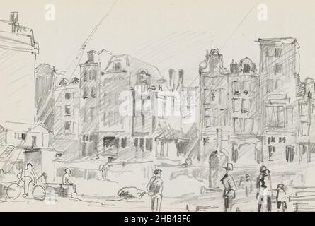 Seite 28 Rekto aus einem Skizzenbuch mit 75 Seiten, Straßenansicht mit Abbildungen., Cornelis Vreedenburgh, 1890 - 1946 Stockfoto