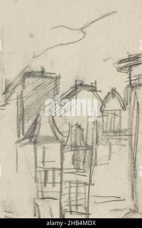 Auf der linken Seite der Königspalast. Seite 13 und Seite 14 aus einem Skizzenbuch mit 13 Seiten, Blick auf den Dam-Platz in Amsterdam mit der Nieuwe Kerk., Zeichner: George Hendrik Breitner, Amsterdam, 1886 - 1923, George Hendrik Breitner, 1886 - 1923 Stockfoto