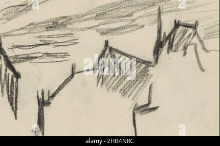 Vom Dam-Platz mit dem Königspalast aus gesehen. Seite 43 aus einem Skizzenbuch mit 32 Seiten, Blick auf die Nieuwe Kerk in Amsterdam bei Nacht., Zeichner: George Hendrik Breitner, Amsterdam, 1886 - c. 1903, George Hendrik Breitner, 1886 - c. 1903 Stockfoto