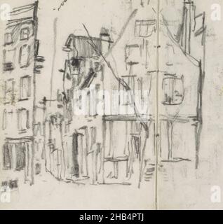 Seite 27 und Seite 28 aus einem Skizzenbuch mit 44 Seiten, Blick auf die Ecke Lauriergracht und Tweede Laurierdwarsstraat in Amsterdam., Zeichner: George Hendrik Breitner, Amsterdam, 1917 - 1918, George Hendrik Breitner, 1917 - 1918 Stockfoto