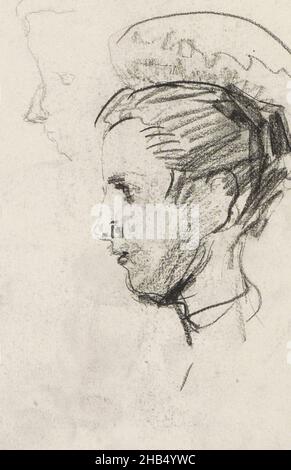 Seite 12 aus Skizzenbuch XLI mit 38 Seiten., Kopf einer jungen Frau, im Profil, Zeichner: Isaac Israelels, Den Haag, (möglicherweise), 1875 - 1934, Isaac Israelels, 1875 - 1934 Stockfoto
