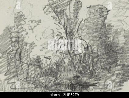 Blatt 9 rückseitig aus einem Skizzenbuch mit 17 Seiten, Landschaft mit Bäumen, Maria Vos, 1834 - 1906 Stockfoto