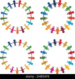 Set aus verschiedenen, von SDGs inspirierten, menschlich geformten Ikonen. Vektordarstellung auf weißem Hintergrund isoliert. Stock Vektor