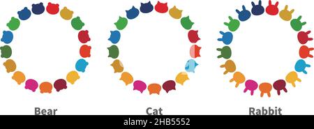 Satz von Symbolen in verschiedenen Formen, inspiriert von SDGs. Vektordarstellung auf weißem Hintergrund isoliert. Stock Vektor