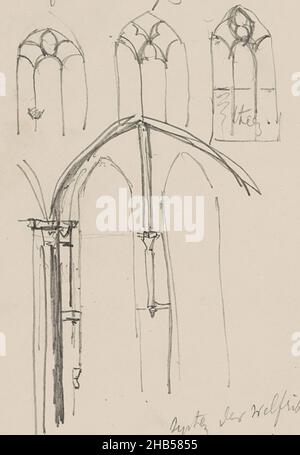 Blatt 58 Rekto aus einem Skizzenbuch mit 67 Blättern, Fenster und gewölbten Rippen der Librije der Walburgiskerk in Zutphen., Isaac Gosschalk, 1866 - 1868 Stockfoto