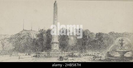 Blatt 32 rückseitig aus einem Skizzenbuch von 40 Seiten, Obelisk von Luxor auf dem Place de la Concorde auf den Champs-Élysées., Maria Vos, 1867 Stockfoto