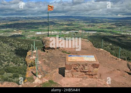 Sant Joan Aussichtspunkt vom Montblanc Berg in der Conca de Barbera Region Provinz Tarragona, Katalonien, Spanien Stockfoto