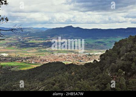 Panorama von Montblanc in der Region Conca de Barbera, Provinz Tarragona, Katalonien, Spanien Stockfoto