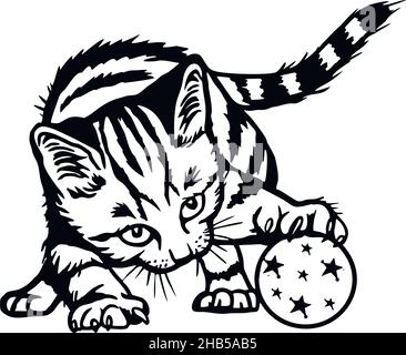 Katze, Peeking Kitten - fröhliche Kätzchen isoliert auf weiß - Vektor Stock Illustration Stock Vektor