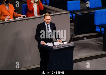 Berlin, Deutschland. 16th Dez 2021. Der deutsche Politiker Christian Lindner. (Foto von Ralph Pache/PRESSCOV/Sipa USA) Quelle: SIPA USA/Alamy Live News Stockfoto