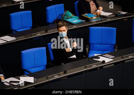 Berlin, Deutschland. 16th Dez 2021. Robert Habeck, deutscher Politiker und Vizekanzler Deutschlands, Bundesminister für Wirtschaft und Klimaschutz. (Foto von Ralph Pache/PRESSCOV/Sipa USA) Quelle: SIPA USA/Alamy Live News Stockfoto