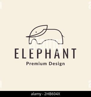 Kleine Elefant Linie einzelnes Logo Design Vektor Grafik Symbol Symbol Zeichen Illustration kreative Idee Stock Vektor