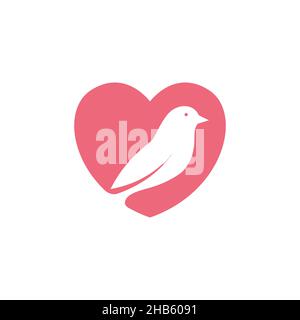 Negative Raum Vogel mit Liebe Logo Design Vektor Grafik Symbol Symbol Zeichen Illustration kreative Idee Stock Vektor