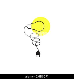 Kabel mit Lampe Lampe Beleuchtung Logo Design Vektor Grafik Symbol Symbol Zeichen Illustration kreative Idee Stock Vektor