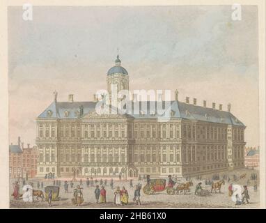 Königspalast am Dam-Platz, ca. 1810-1813, Vue du Palais Roijal, et de la Place le Dam (Titel auf Objekt), Blick auf den Königspalast am Dam-Platz in Amsterdam, ca. 1810-1813. Teil einer Platte Arbeit von c. 1824-1825 mit 74 (nicht nummerierten) Tafeln der wichtigsten topographischen Ansichten und verschiedener Bräuche im Vereinigten Königreich der Niederlande., Evert Maaskamp (auf Objekt erwähnt), Druckerei: Anonym (auf Objekt erwähnt), Amsterdam, 1810 - 1813 und/oder 1824 - 1825, Papier, Radierung, Gravur, Höhe 199 mm × Breite 235 mm Stockfoto