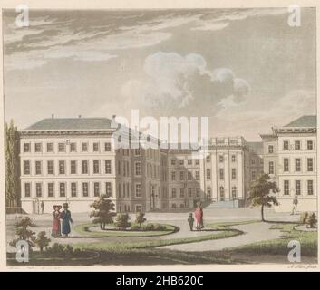 Noordeinde-Palast in Den Haag, 1810-1825, Le Palais Royal à La Haye, vu du jardin, der Königspalast in Den Haag, von der Gartenseite aus gesehen (Titel auf Objekt), Noordeinde-Palast in Den Haag, von der Gartenseite aus gesehen ca. 1810-1825. Teil einer Platte Arbeit von c. 1824-1825 mit 74 (unnummerierten) Tafeln der wichtigsten topographischen Ansichten und verschiedenen Bräuchen im Vereinigten Königreich der Niederlande., Druckerei: A. Lutz (auf Objekt erwähnt), Zeichner: Bartholomeus Johannes van Hove (auf Objekt erwähnt), Druckerei: Niederlande, Verlag: Amsterdam, 1810 - 1825, Papier Stockfoto