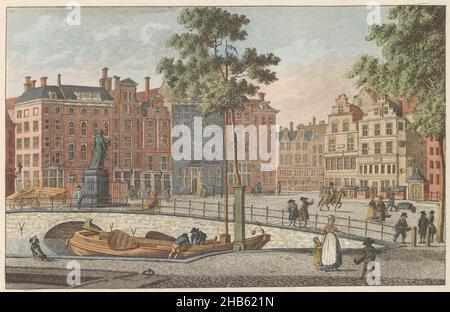 Grote Markt in Rotterdam, ca. 1790, Groote Markt, in Rotterdam, Grand Marché et Statue d'Erasme à Rotterdam (Titel auf Objekt), Blick auf den Grote Markt mit der Statue von Erasmus, in Rotterdam, ca. 1790. Teil einer Plattenarbeit von c. 1824-1825 mit 74 (unnummerierten) Tafeln der wichtigsten topographischen Ansichten und verschiedenen Bräuchen im Vereinigten Königreich der Niederlande., Druckerei: Carel Frederik Bendorp (I), Zeichner: Jan Bulthuis, Amsterdam, 1786 - 1792 und/oder 1824 - 1825, Papier, Radierung, Gravur, Höhe 177 mm × Breite 250 mm Stockfoto