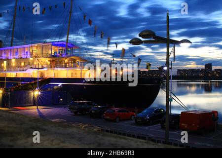 Nachtszene vom Hafen von Leith Stockfoto