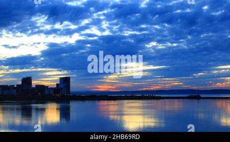 Nachtszene vom Hafen von Leith Stockfoto