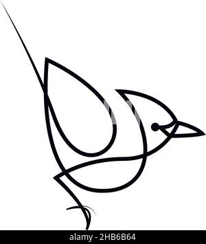 Schöne blaue Jays Linie Kunst Bilder, skizzieren Zeichnung, Vektor-Kunst und Illustrationen Kunst Stock Vektor