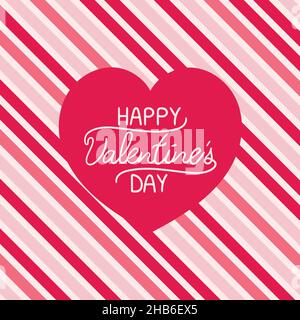 Valentinstag-Konzept mit Sprechblase und Happy Valentines Day Schriftzug auf buntem Hintergrund. Ideal für soziale Medien, Poster, Karten. Von Hand gezeichnet Stock Vektor