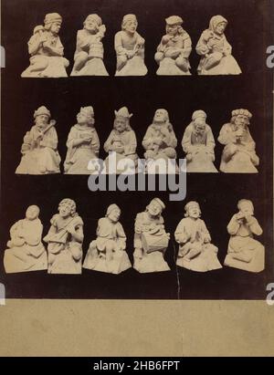 Siebzehn Luftbogenfiguren der St. John's Cathedral, 's-Hertogenbosch, in Form von Männern arbeiten und spielen Musik, anonym, c.. 1875 - c. 1900, Karton, Albumin-Print, Höhe 247 mm × Breite 225 mm Stockfoto