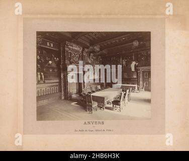 Leys-Zimmer im Rathaus von Antwerpen, ANVERS La Salle de Leys. (Hôtel de Ville) (Titel auf Objekt), anonym, Stadhuis, c. 1875 - c. 1900, Karton, Albumin-Print, Höhe 161 mm × Breite 210 mm Stockfoto