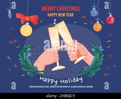 Frohe Weihnachten Frohes Neues Jahr Grußposter Stock Vektor