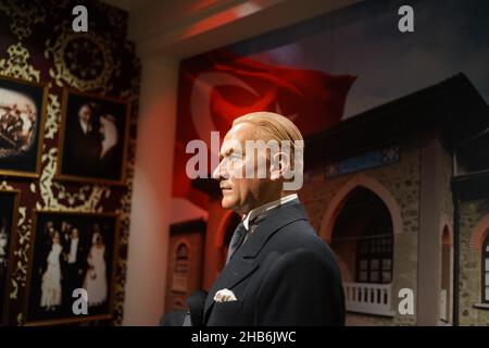 Mustafa Kemal Ataturk Wachsstatue im Madame Tussauds Museum in Istanbul. Stockfoto